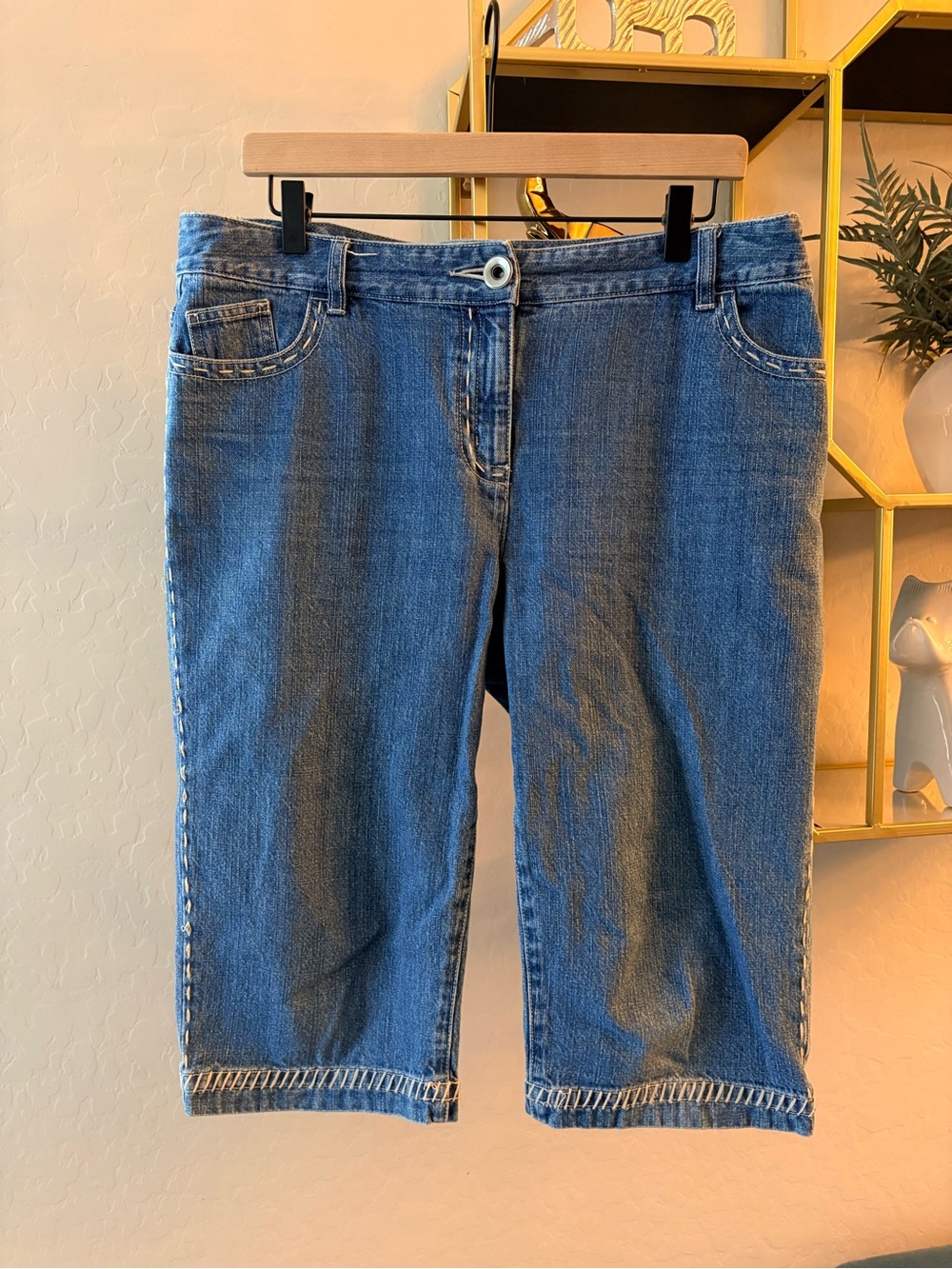 Y2k Christopher & Banks Blue Denim Cropped Capri Pedal Pusher Jeans size 12